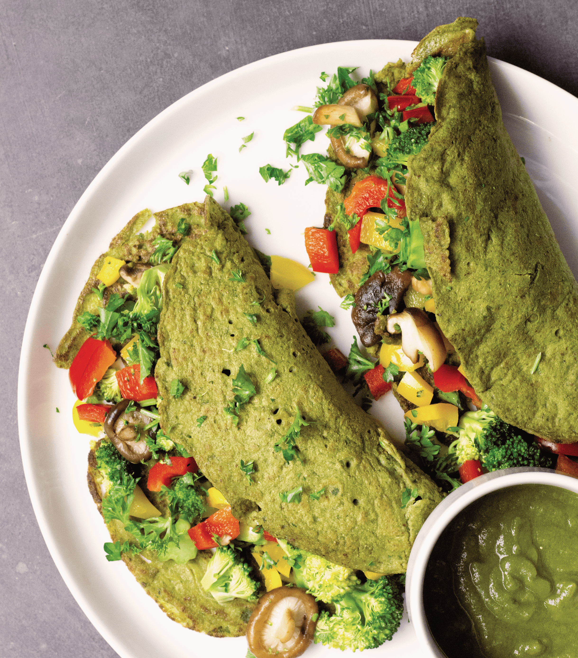 Vegan Spinach Crepes from Zuzana Fajkusova and Nikki Lefler's Plant Powered Athlete