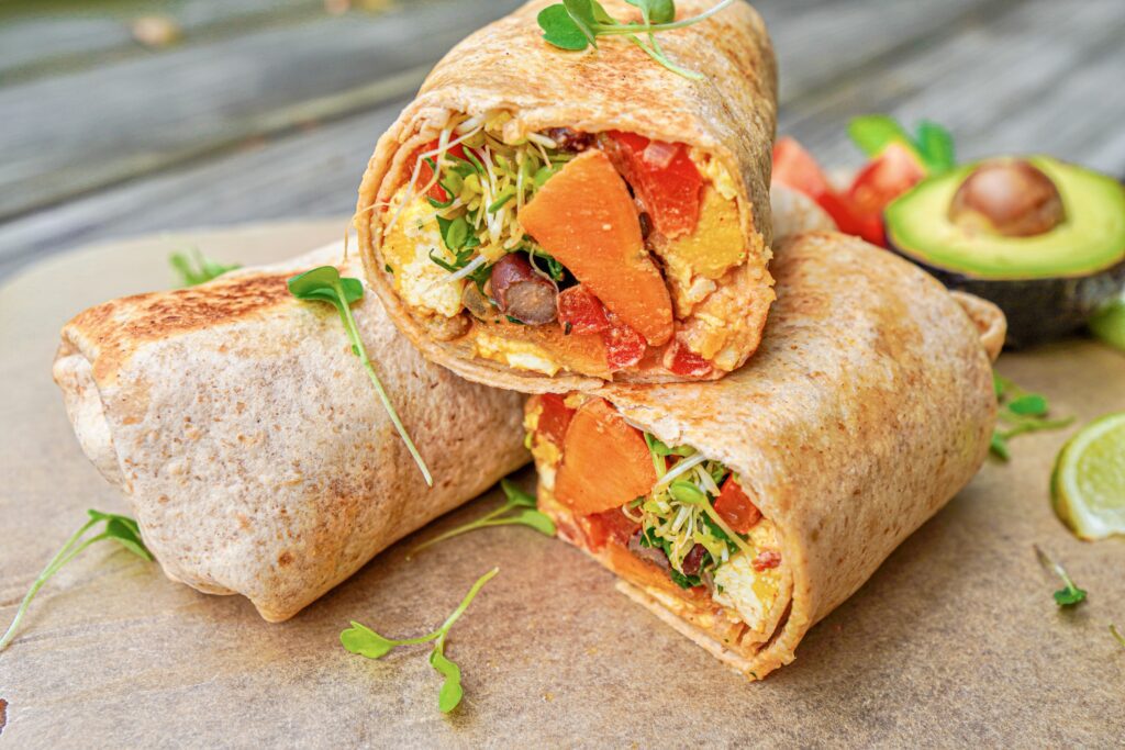 Sweet Potato Fajitas Breakfast Burritos from Angela’s Plant-based Kitchen