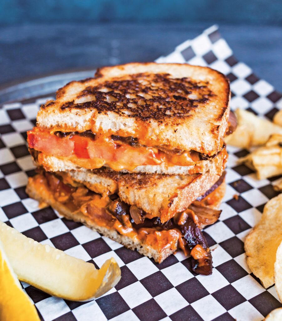 Chipotle Grilled Cheez with Balsamic Caramelized Onions from Megan Sadd’s 30-Minute Vegan Dinners