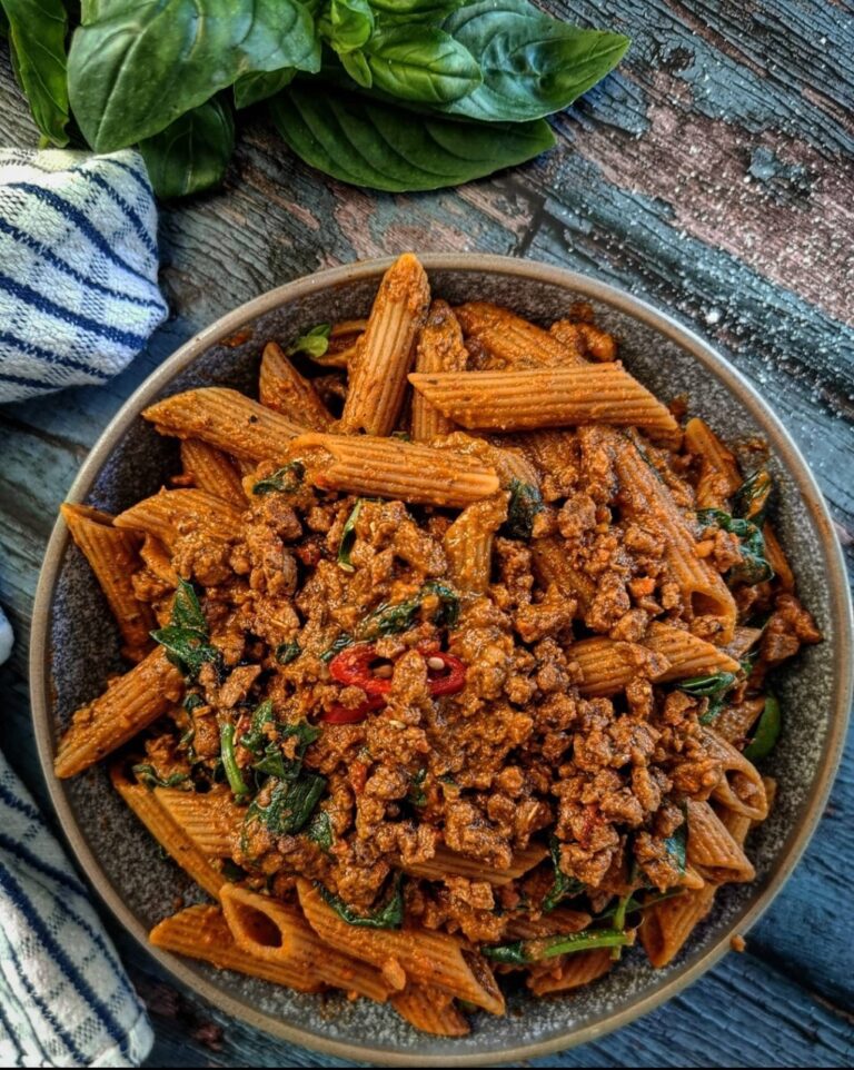 Vegan Roasted Red Pepper Pasta Bolognese