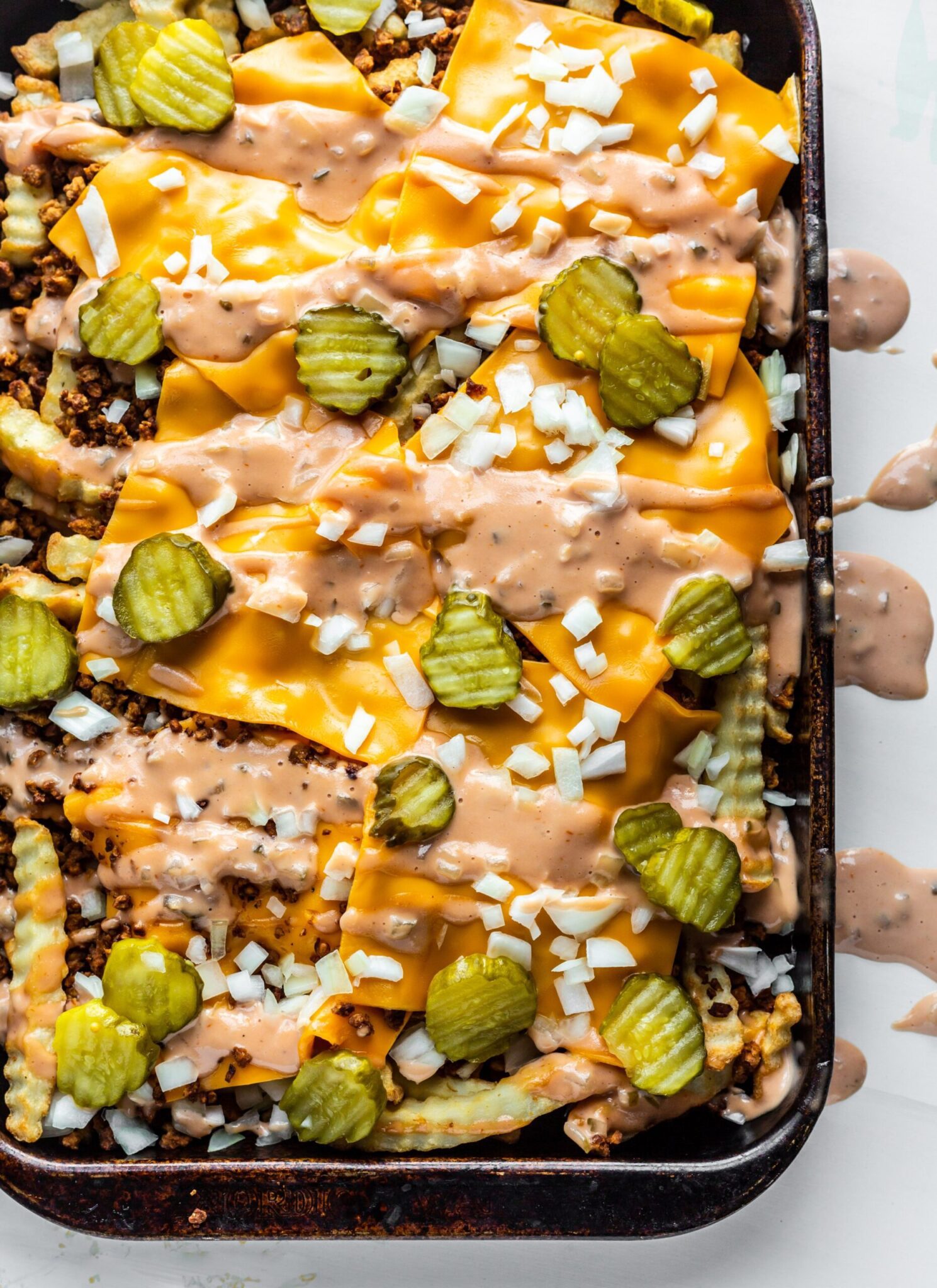 Vegan Loaded Fries Recipe: Cheeseburger Fries by Vegan Travel Eats