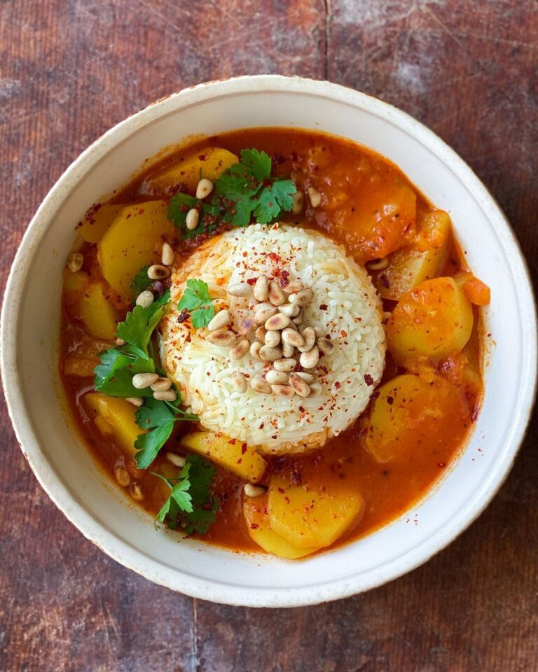 Vegan Tirşka Batata (Potato Stew) with Heirloom Tomatoes & Tender New Potatoes