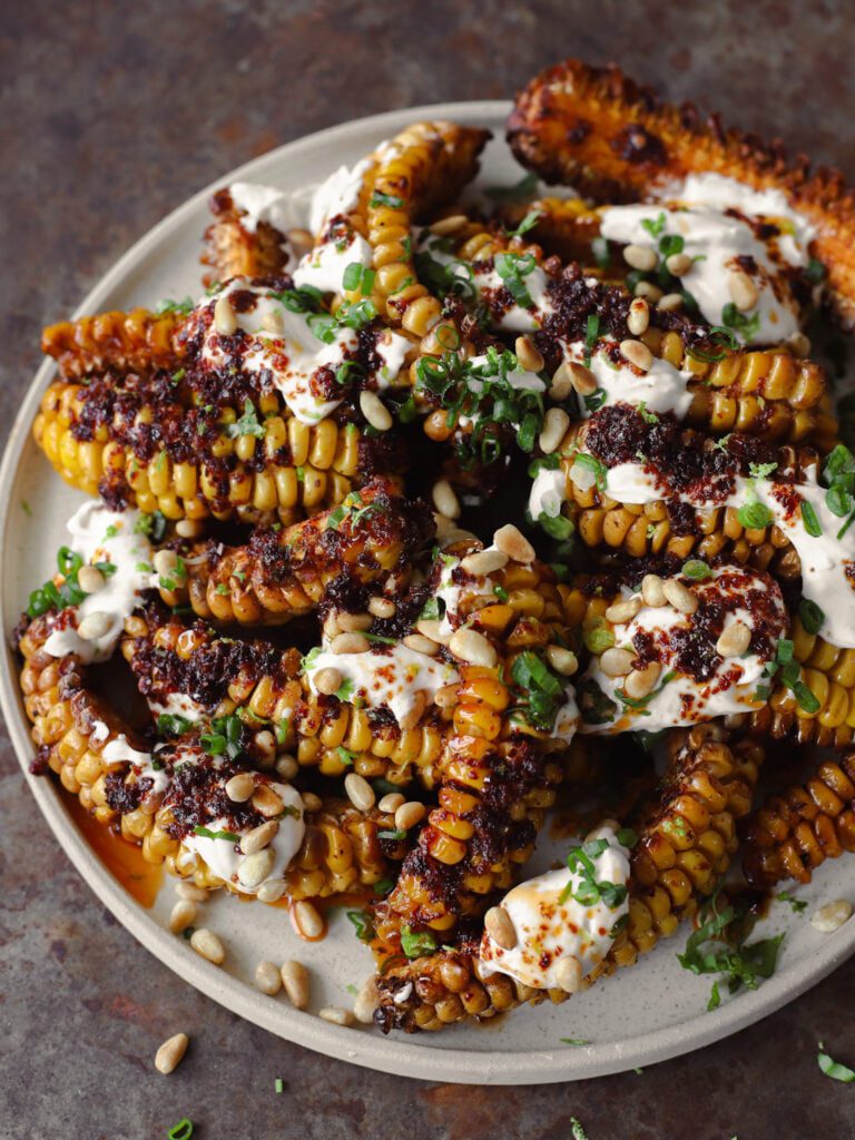 All About The Veg: Vegan Corn Ribs with Aleppo Chili Butter & Lime Zest Cream Cheese