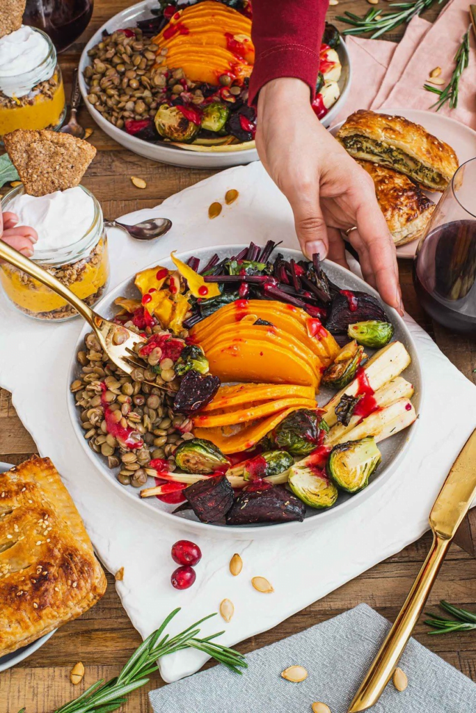 Vegan Hasselback Butternut Squash Traybake