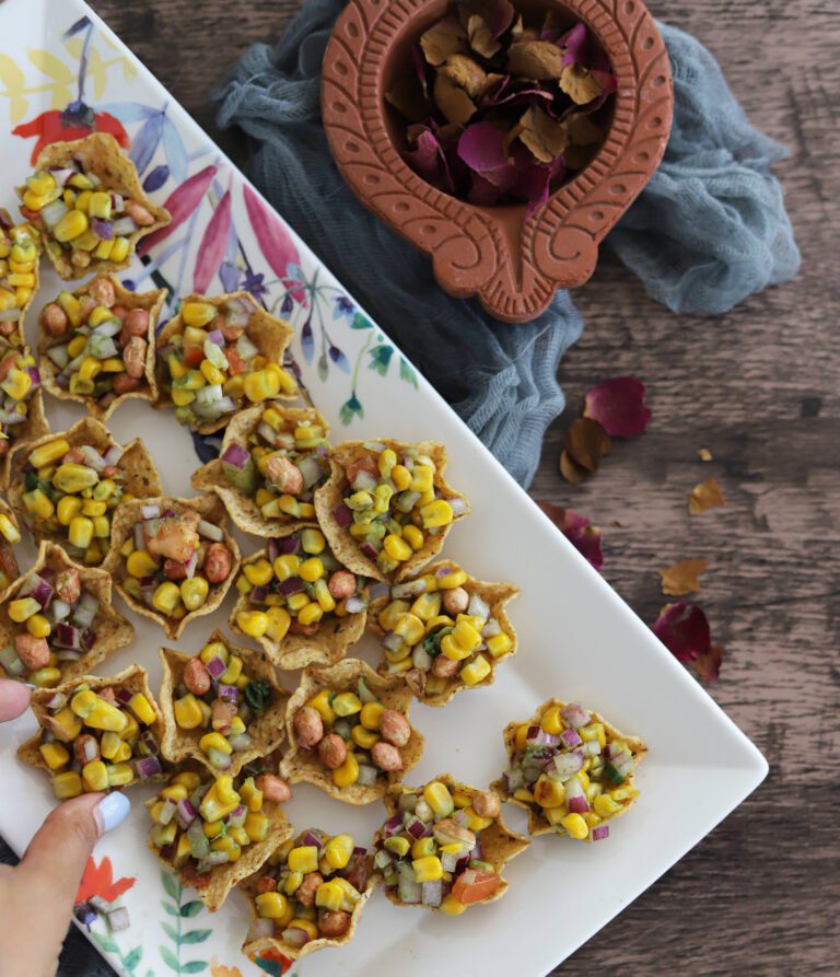 Vegan Corn and Peanut “Chaat” Cups