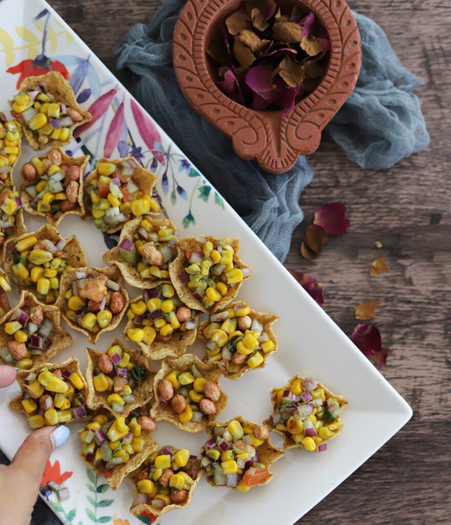 Vegan Corn and Peanut “Chaat” Cups