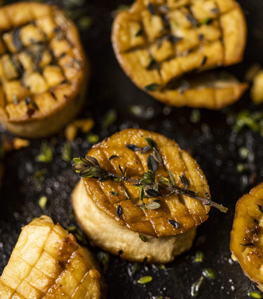Vegan Garlic Butter Mushroom Scallops from The Ultimate Guide to Vegan Roasts by Romy London