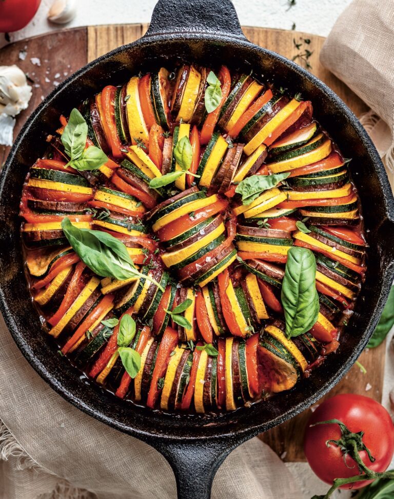Vegan Summer Rainbow Ratatouille from The Two Spoons Cookbook by Hannah Sunderani