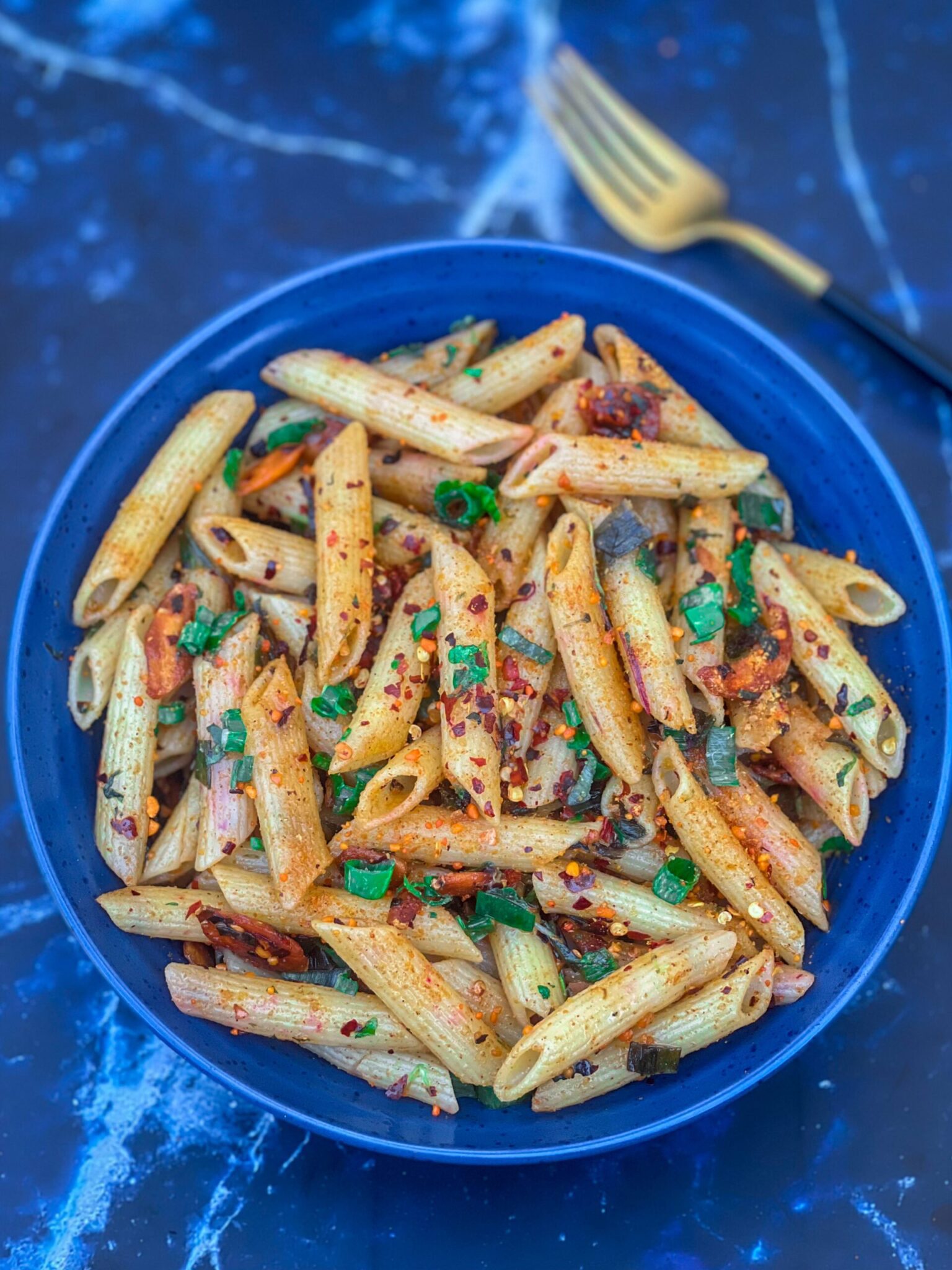 Spiced Vegan Parmesan Penne