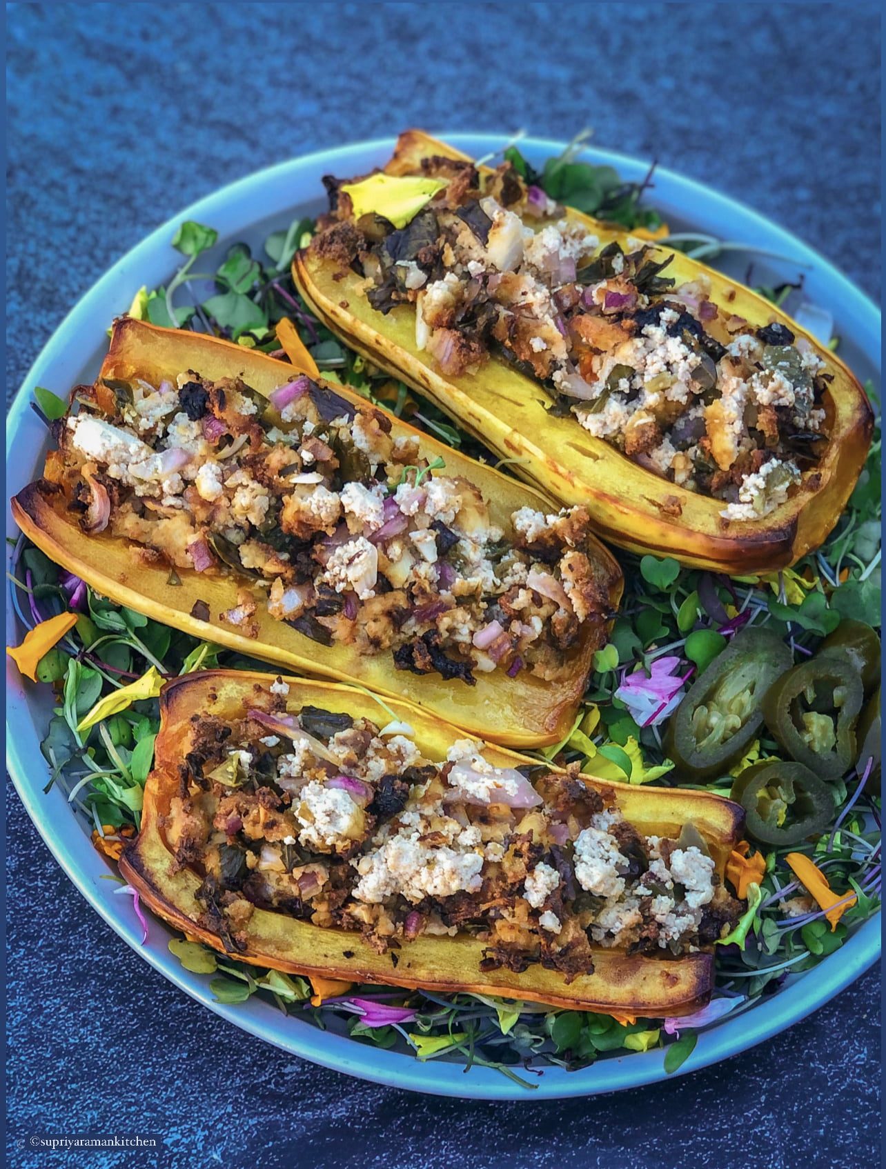 Spiced Vegan Ricotta Stuffed Squash