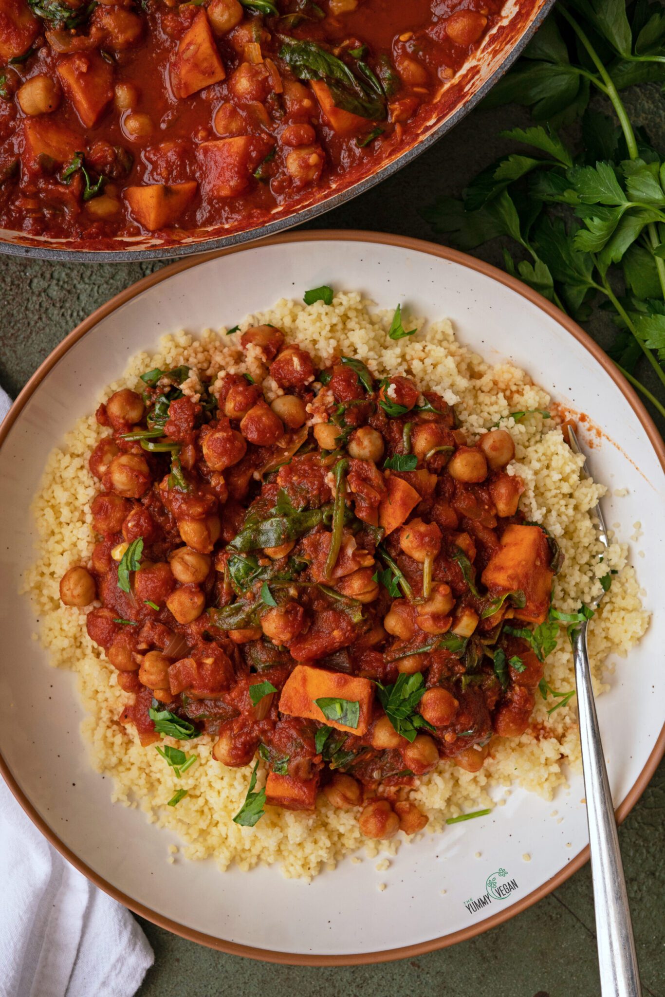 Moroccan Style Chickpea Stew in a bowl