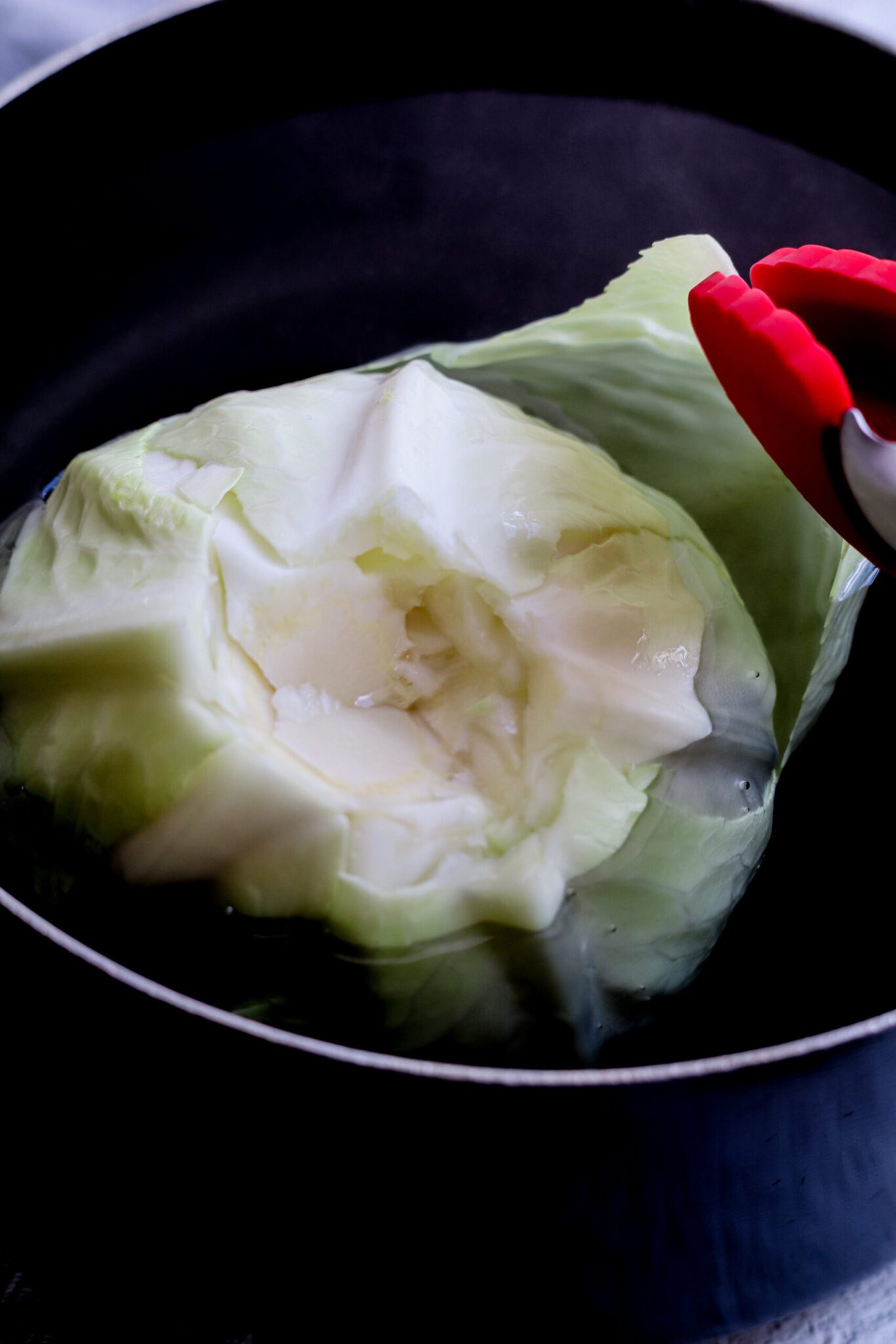 cabbage being steamed to soften