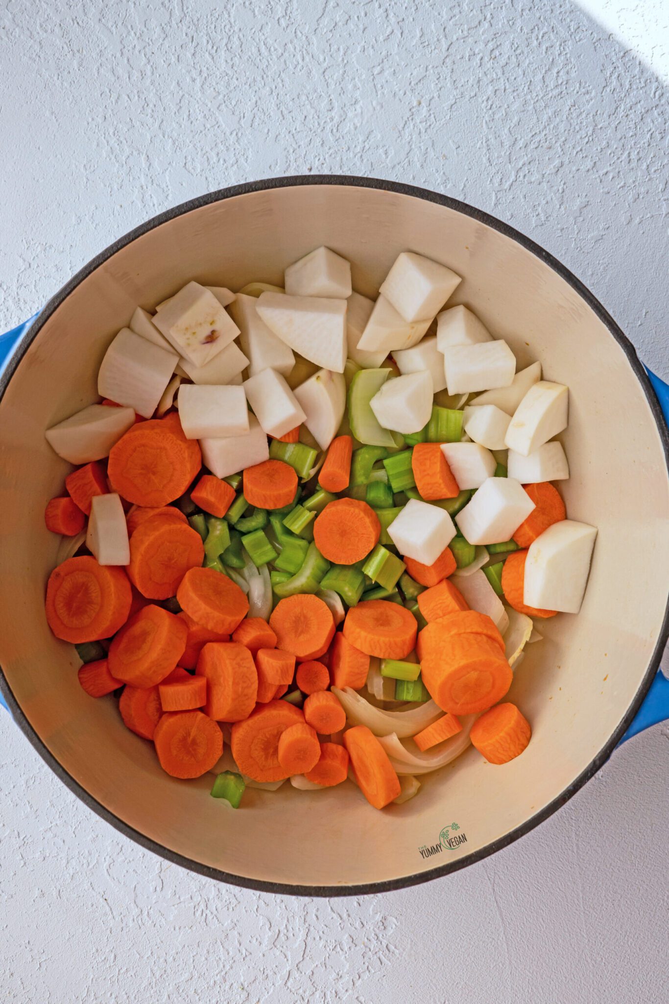 veggies added to the pot