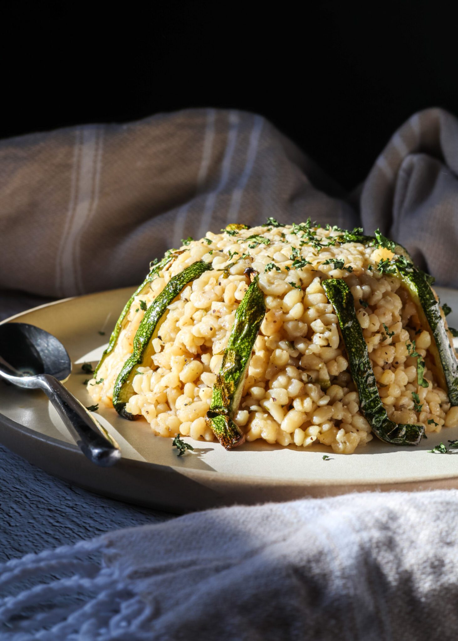Burghul bil Kousa - Zucchini Bulgur Pilaf - Portrait Side View