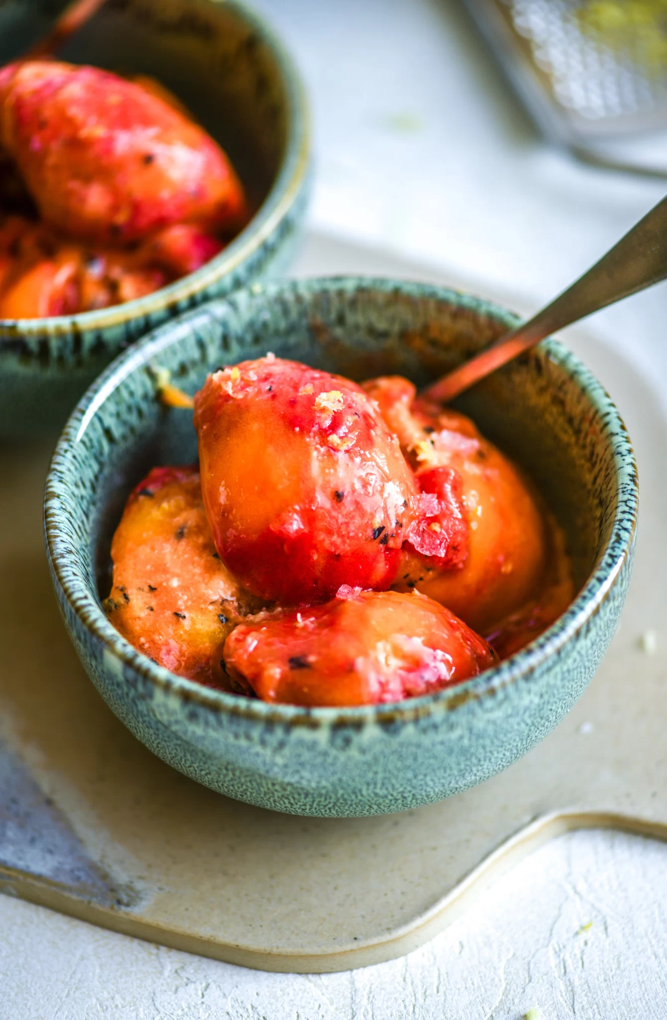 sorbet in ceramic bowls