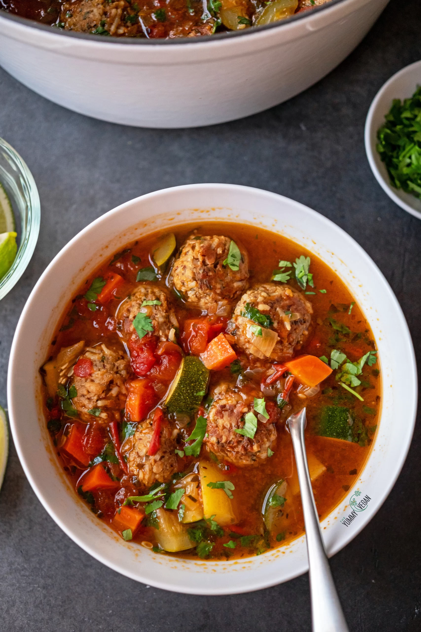Caldo de Albóndigas - Vegan Mexican Meatball Soup